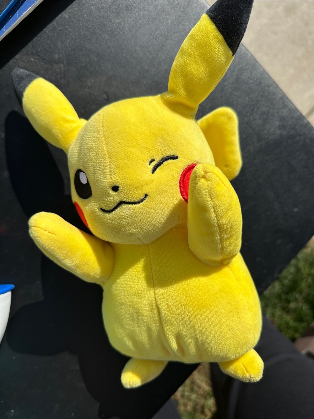 Pokemon Winking Pikachu Plush - Yellow with Black and Red Accents